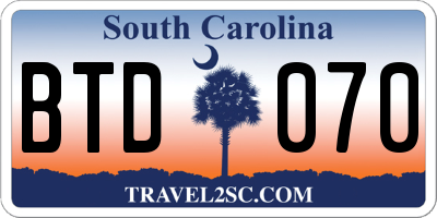 SC license plate BTD070