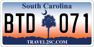 SC license plate BTD071