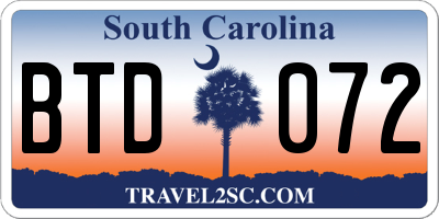 SC license plate BTD072