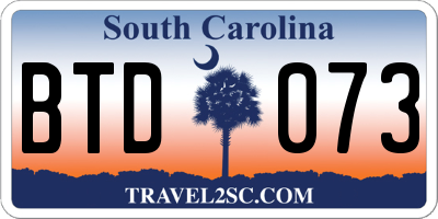 SC license plate BTD073