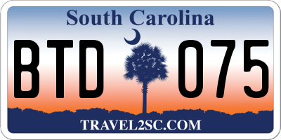 SC license plate BTD075