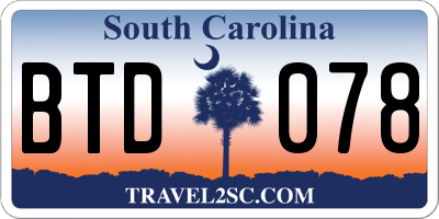 SC license plate BTD078