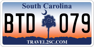 SC license plate BTD079