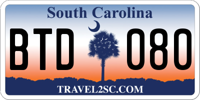 SC license plate BTD080