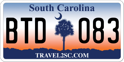 SC license plate BTD083