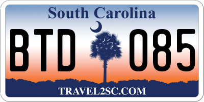 SC license plate BTD085