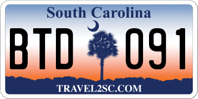 SC license plate BTD091
