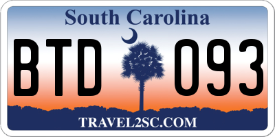 SC license plate BTD093