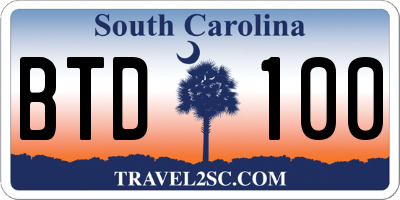 SC license plate BTD100