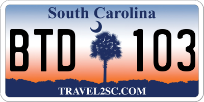 SC license plate BTD103