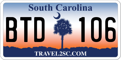 SC license plate BTD106