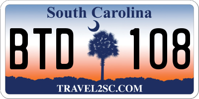 SC license plate BTD108
