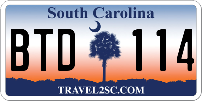 SC license plate BTD114