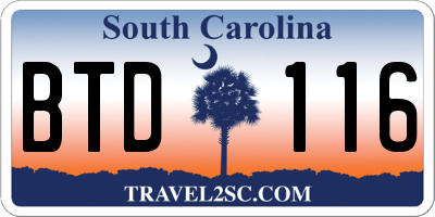 SC license plate BTD116