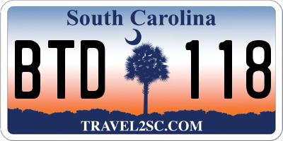 SC license plate BTD118