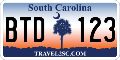 SC license plate BTD123