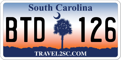 SC license plate BTD126