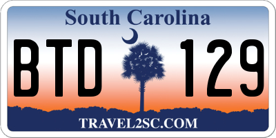 SC license plate BTD129