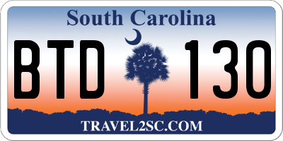 SC license plate BTD130