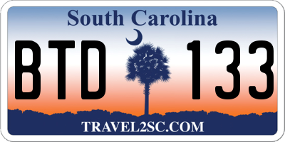 SC license plate BTD133