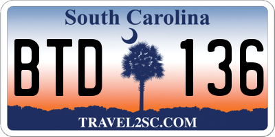 SC license plate BTD136