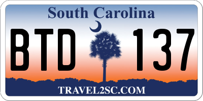 SC license plate BTD137