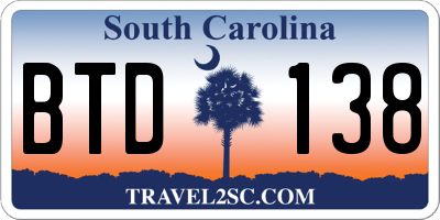 SC license plate BTD138