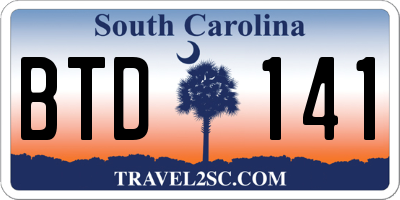 SC license plate BTD141