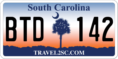 SC license plate BTD142