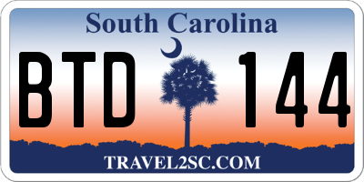 SC license plate BTD144