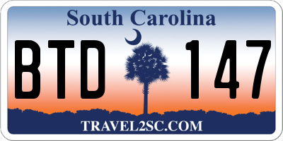 SC license plate BTD147