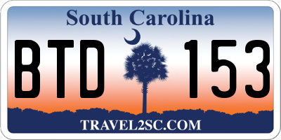 SC license plate BTD153