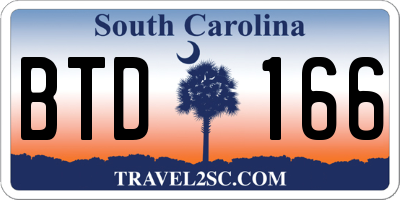 SC license plate BTD166