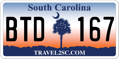 SC license plate BTD167