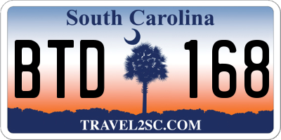 SC license plate BTD168