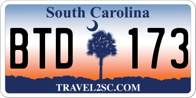 SC license plate BTD173