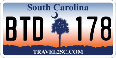 SC license plate BTD178