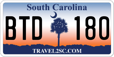 SC license plate BTD180