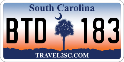 SC license plate BTD183