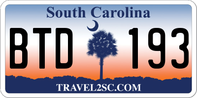 SC license plate BTD193