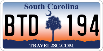 SC license plate BTD194