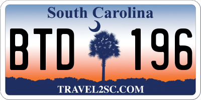 SC license plate BTD196