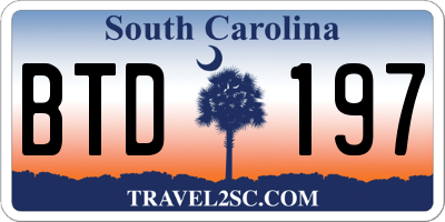 SC license plate BTD197