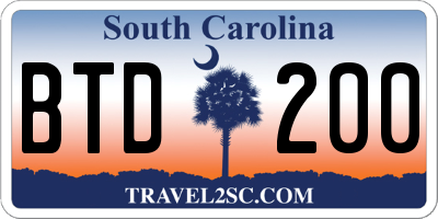 SC license plate BTD200