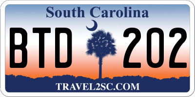 SC license plate BTD202