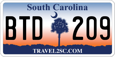 SC license plate BTD209