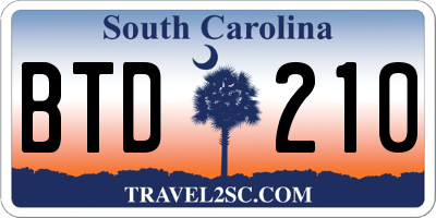 SC license plate BTD210