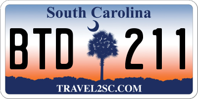 SC license plate BTD211