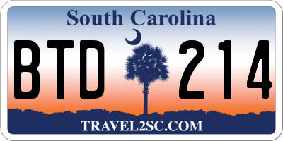 SC license plate BTD214