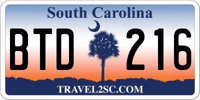 SC license plate BTD216